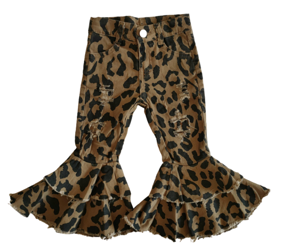 Denim Bells: Leopard and Brown Denim