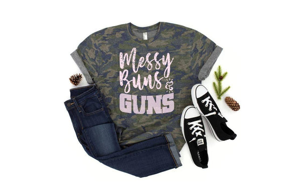 Messy Buns and Guns Camo T